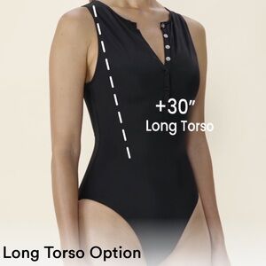 Andie Swimwear ribbed black long torso The Malibu One Piece size medium